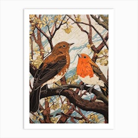 Art Nouveau Birds Poster Hermit Thrush 3 Art Print