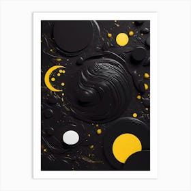 Abstract Black And Yellow Painting Art Print