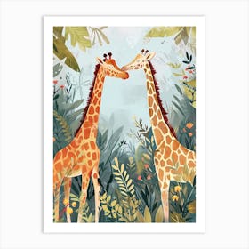 Giraffes In Love Modern Illustration 2 Art Print