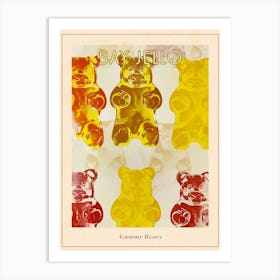 Retro Gummy Bears Candy Sweets Pattern 1 Poster Art Print