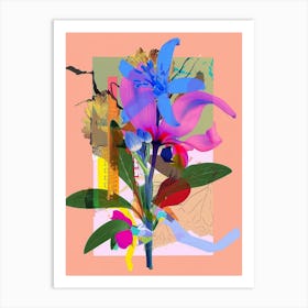 Bluebell 4 Neon Flower Collage Art Print