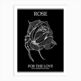 Rose Line Drawing 3 Poster Inverted Art Print