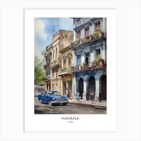 Havana 4 Watercolour Travel Poster Art Print