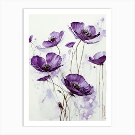 Purple Poppies Abstract Art Print