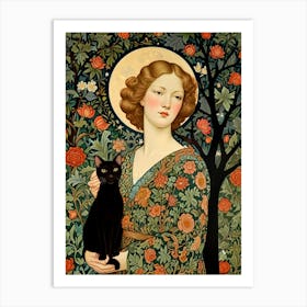 William Morris Lady With A Black Cat Art Print