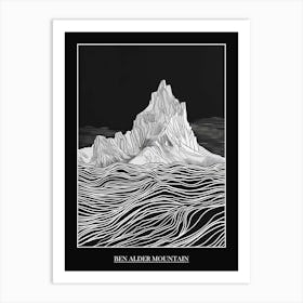 Ben Alder Mountain Line Drawing 4 Poster Art Print