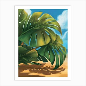 Palm Tree On The Beach Art Print