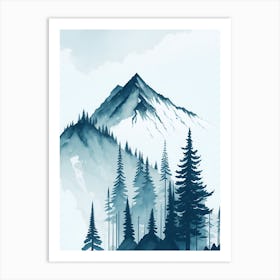 Mountain And Forest In Minimalist Watercolor Vertical Composition 254 Art Print
