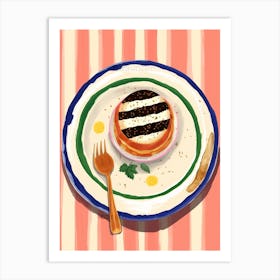 A Plate Of Tiramisu 2 Top View Food Illustration 1 Art Print