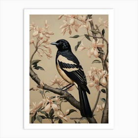 Dark And Moody Botanical Magpie 4 Art Print