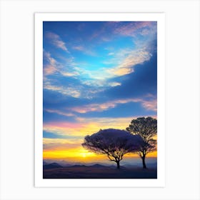 Two Trees At Sunset Art Print