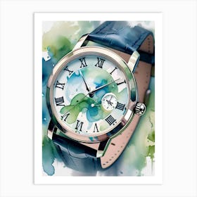 Watercolor Of A Watch Art Print