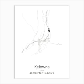 Kelowna,Canada Minimalist Map Art Print