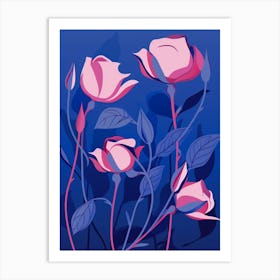 Blue Flower Illustration Rose 8 Art Print