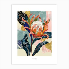 Colourful Flower Illustration Poster Protea 3 Art Print