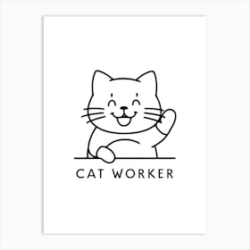 Cat Worker 1 Art Print