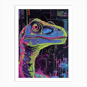 Cyber Futuristic Dinosaur Illustration 1 Art Print