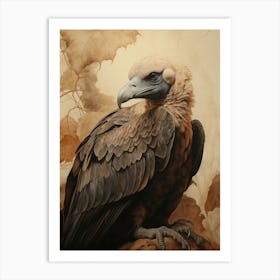 Dark And Moody Botanical Vulture 3 Art Print