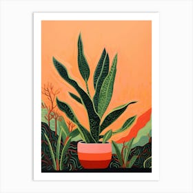 Boho Plant Painting Snake Plant 1 Art Print