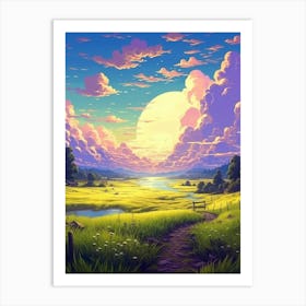 Prairie Landscape Pixel Art 3 Art Print