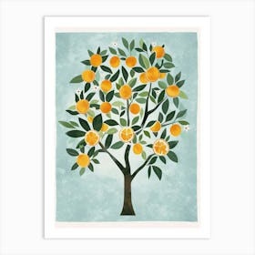 Orange Tree Flat Illustration 4 Art Print