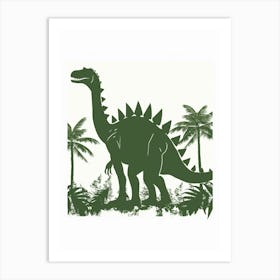 Green Stegosaurus Dinosaur Silhouette 1 Art Print