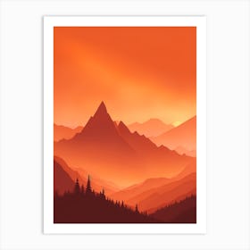 Misty Mountains Vertical Composition In Orange Tone 266 Art Print