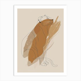 Lion - Boho, Line Art Art Print