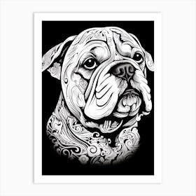 Bulldog Dog, Line Drawing 2 Art Print