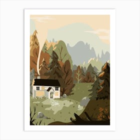 House In The Forest Cute Illustration Art Print