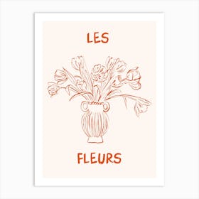 Les Fleurs Flower Vase Hand Drawn 4 Art Print