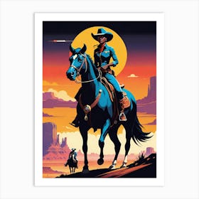 Cowgirl On Horseback Art Print