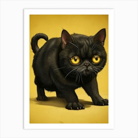 Black Cat With Yellow Eyes 7 Art Print