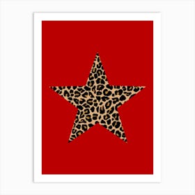 Leopard Star on Red Affiche