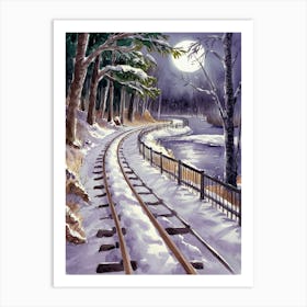 Train Tracks In Winter Art Print