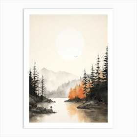 Watercolour Of Great Bear Rainforest   British Columbia Canada 0 Art Print
