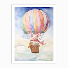 Baby Pig 2 In A Hot Air Balloon Art Print