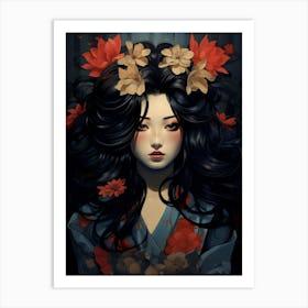 Geisha Japanese Style Illustration 9 Art Print