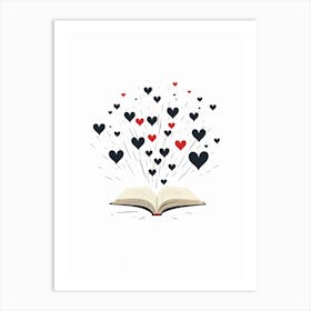 Minimalist Clipart Style Heart Open Book 2 Art Print