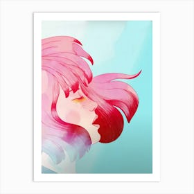 Girl With Pink Hair Art Print