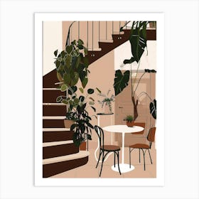 Living Room With Plants Art Print