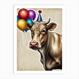 Birthday Cow 3 Art Print