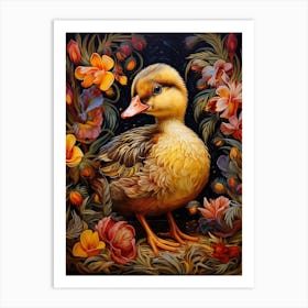 Floral Ornamental Duckling 2 Art Print