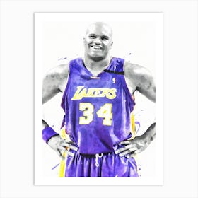 Shaquille O Neal Los Angeles Lakers Basketball Art Print