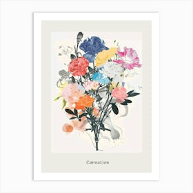 Carnation 4 Collage Flower Bouquet Poster Art Print