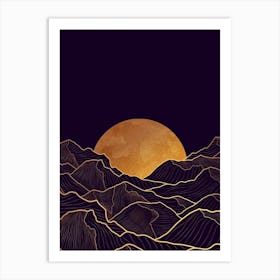 Moon Over Mountains Art Print