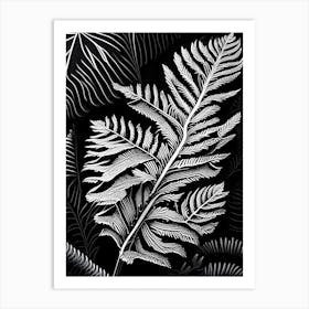 Redwood Leaf Linocut 2 Art Print