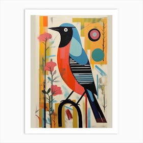 Colourful Scandi Bird Robin 3 Art Print
