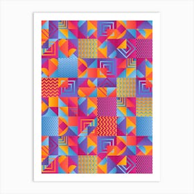 Geometric Pattern - Bauhaus Azulejo geometric pattern, mosaic #8 Art Print