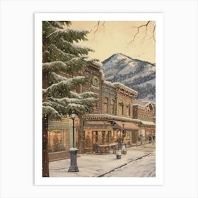 Vintage Winter Illustration Leavenworth Washington 1 Art Print